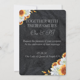 Invitación Boda minimalista floral negra