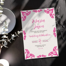 Boda minimalista floral rosa Talavera mexicana