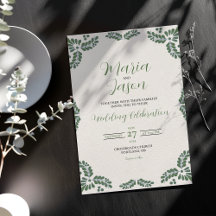 Boda minimalista floral verde de Talavera mexicana