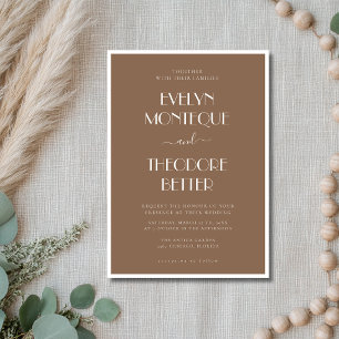 Invitación Boda Minimalista Formal Antigua Riqueza Marrón Moc