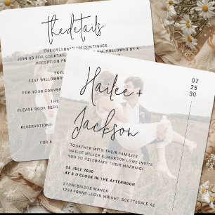 Invitación Boda minimalista - Foto de plaza moderna todo en u