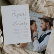 Boda Minimalista Foto Taupe Script