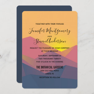 Invitación Boda Minimalista geométrico de las montañas rustic