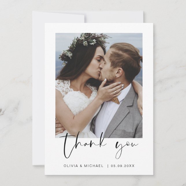 Invitación Boda minimalista Gracias Foto Gracias (Anverso)