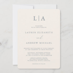 Invitación Boda Minimalista gris azul turbio y beige