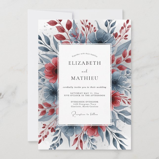 Invitación Boda Minimalista Gris Piedra Pulida (Anverso)