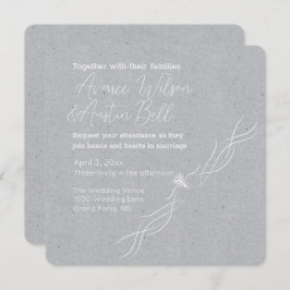 Invitación Boda Minimalista gris y blanco plateado