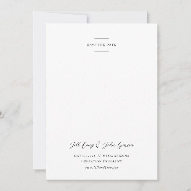 Invitación Boda minimalista Guardar la fecha (Anverso)