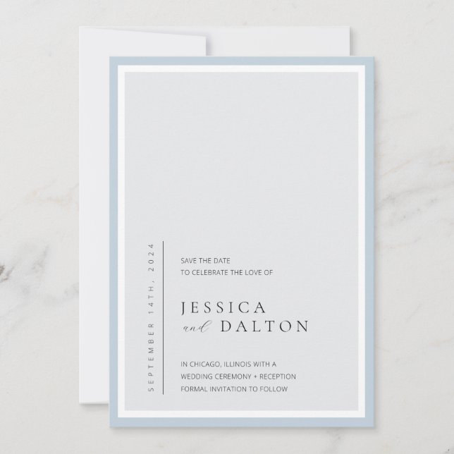 Invitación Boda minimalista Guardar la fecha (Anverso)