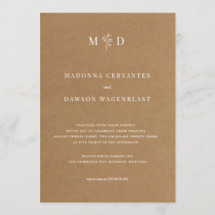 Invitación Boda Minimalista Kraft