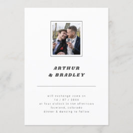 Invitación Boda minimalista llana de la foto