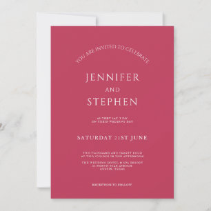 Invitación Boda Minimalista Magenta Simple Elegante