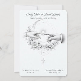Invitación Boda Minimalista Manos Pareja Romántica