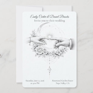 Invitación Boda Minimalista Manos Pareja Romántica