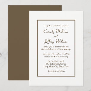 Invitación Boda Minimalista Marrón y Blanco Moderno Elegante