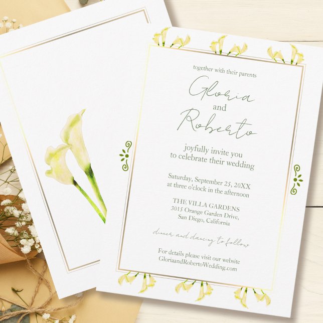 Invitación Boda Minimalista mexicano Calla Lily y Golden (Subido por el creador)