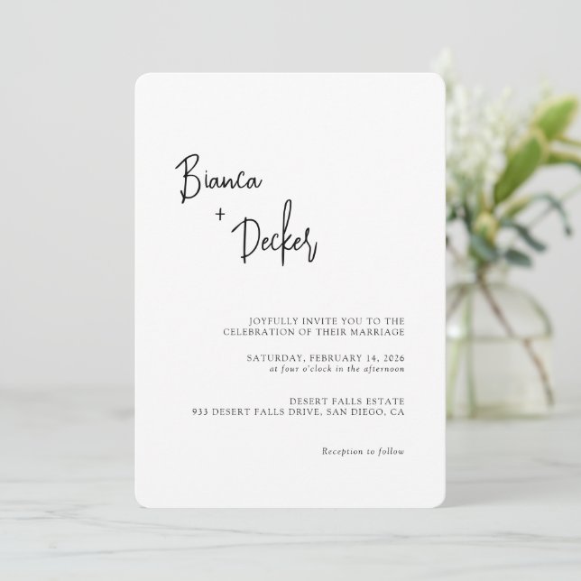 Invitación Boda Minimalista Moderna (Anverso de pie)