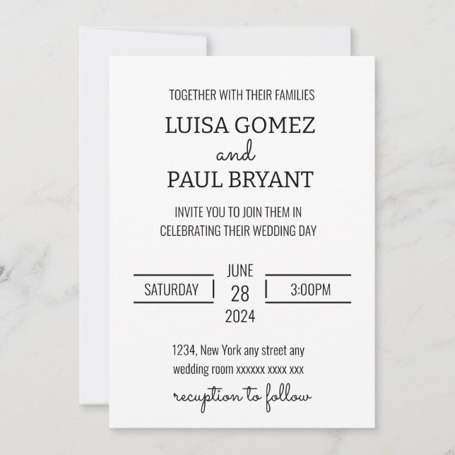 Invitación Boda Minimalista Moderna (Anverso)