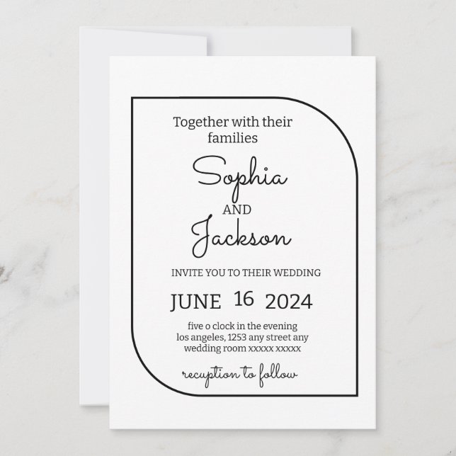 Invitación Boda Minimalista Moderna (Anverso)