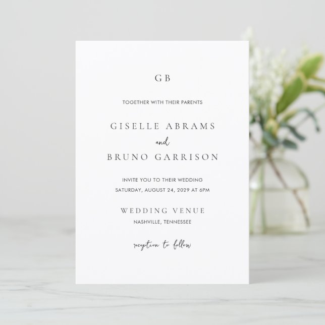 Invitación Boda minimalista moderna (Anverso de pie)