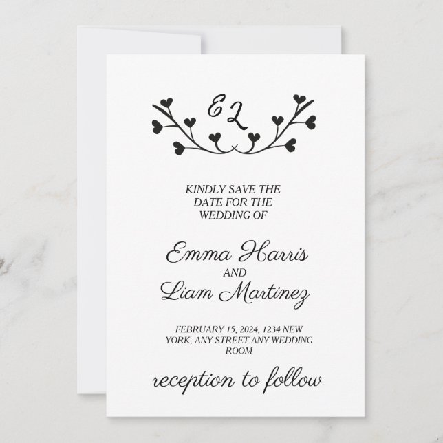 Invitación Boda Minimalista Moderna (Anverso)