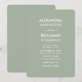Invitación Boda Minimalista Moderna | Atemporal Verde Salvia