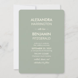 Invitación Boda Minimalista Moderna | Atemporal Verde Salvia