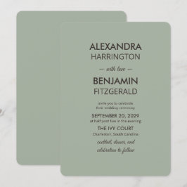 Invitación Boda Minimalista Moderna | Atemporal Verde Salvia