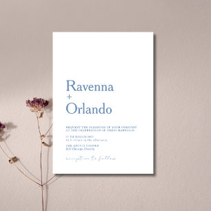 Invitación Boda minimalista moderna azul francés