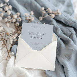Invitación Boda Minimalista Moderna Azul Oscuro