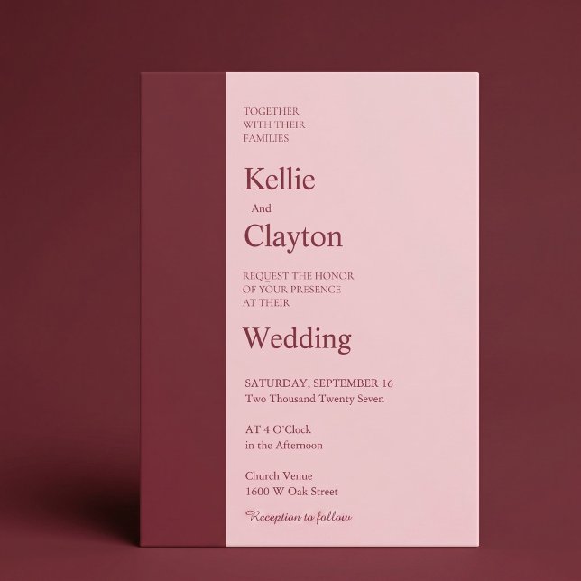 Invitación Boda Minimalista Moderna Bar Burgundy (Subido por el creador)