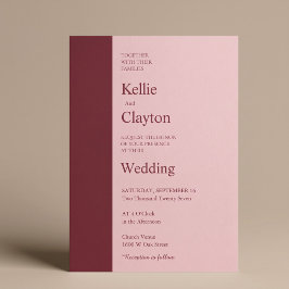 Invitación Boda Minimalista Moderna Bar Burgundy