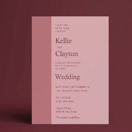 Invitación Boda Minimalista Moderna Barra Rosada