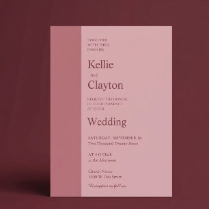 Invitación Boda Minimalista Moderna Barra Rosada