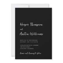 Boda Minimalista Moderna Blanco Negro Script