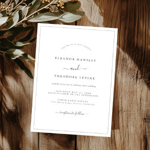 Invitación Boda Minimalista Moderna Blanco y Negro