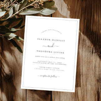 Invitación Boda Minimalista Moderna Blanco y Negro