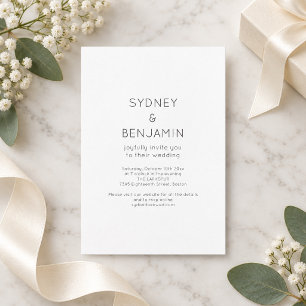 Invitación Boda Minimalista Moderna Blanco y Negro RSVP