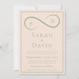 Invitación Boda Minimalista Moderna Blush y Sage Infinity