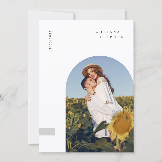 Invitación Boda minimalista moderna boho (Anverso)