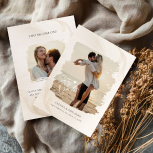 Invitación Boda Minimalista Moderna Boho con Fotos de Pincela