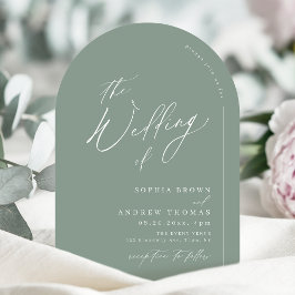 Invitación Boda minimalista moderna con arco de guión en verd