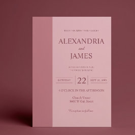 Invitación Boda Minimalista Moderna con Barra Rosada