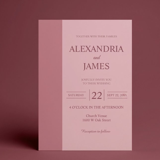 Invitación Boda Minimalista Moderna con Barra Rosada (Subido por el creador)