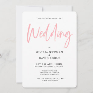 Invitación Boda Minimalista Moderna con Código QR Rosa Claro