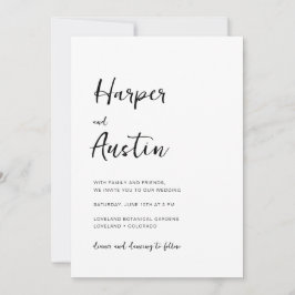 Invitación Boda Minimalista Moderna con Letra Blanca