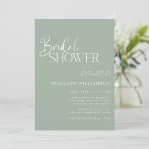 Invitación Boda Minimalista Moderna con Letra Script Verde Sa