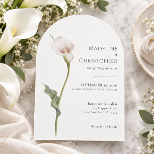 Invitación Boda Minimalista Moderna con Lirio de Calla Blanco