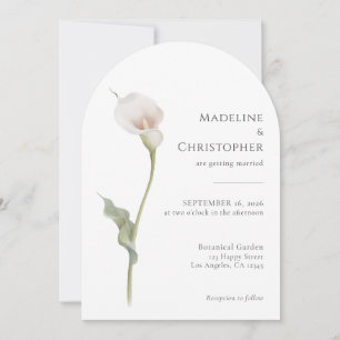 Invitación Boda Minimalista Moderna con Lirio de Calla Blanco