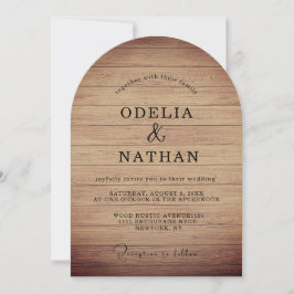 Invitación Boda Minimalista Moderna con Textura de Madera